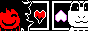 a black and red button with undertale-looking characters on the left and right.