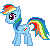 a tiny pixel of rainbowdash standing